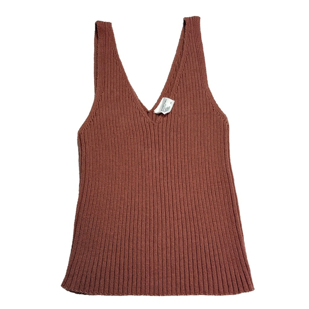 Basic Terracotta Essentials By Full Tilt Rib-Knit V Neck Tank